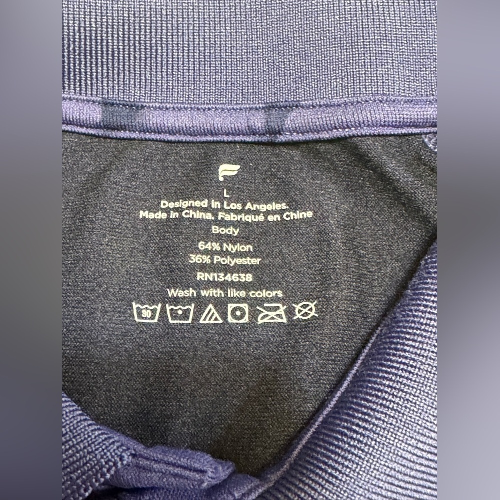 Fabletics Polo Shirt Mens Size Large Purple Tie-Dye Golf Breathable Stretch - Picture 3 of 6